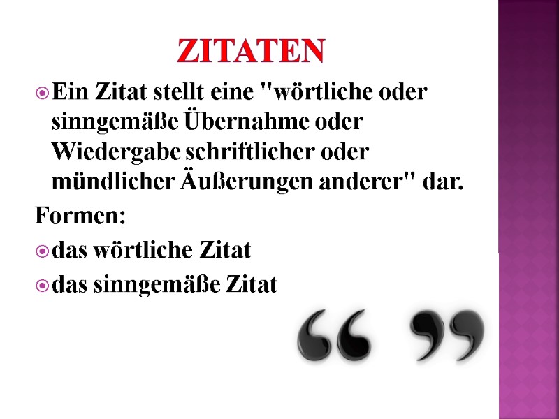 Zitaten Ein Zitat stellt eine 